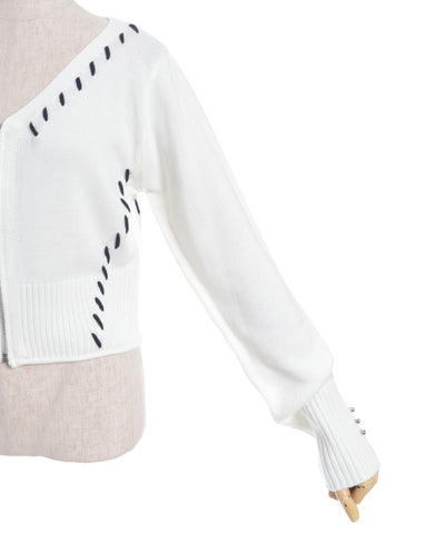 Stitch Short Cardigan with Zip