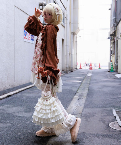 Flower Frill Mohair Knit Cardigan