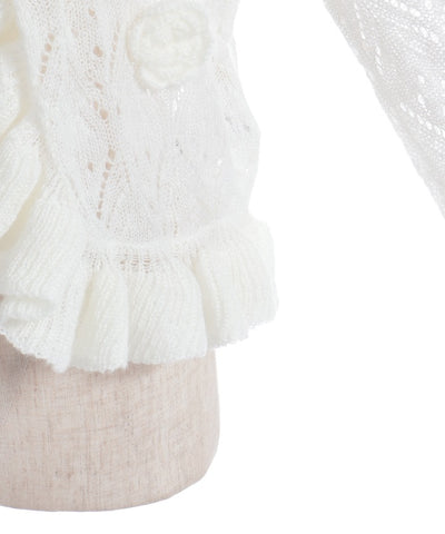 Flower Frill Mohair Knit Cardigan