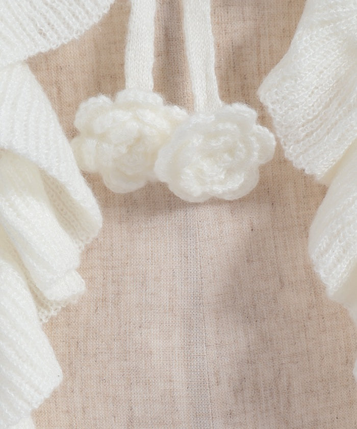 Flower Frill Mohair Knit Cardigan