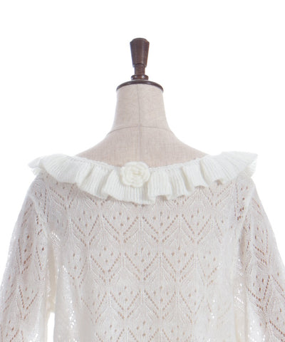 Flower Frill Mohair Knit Cardigan