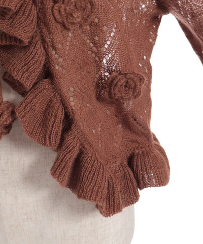 Flower Frill Mohair Knit Cardigan