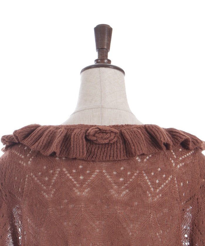 Flower Frill Mohair Knit Cardigan
