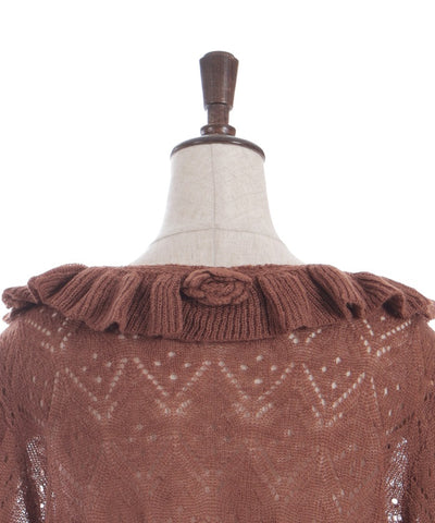 Flower Frill Mohair Knit Cardigan