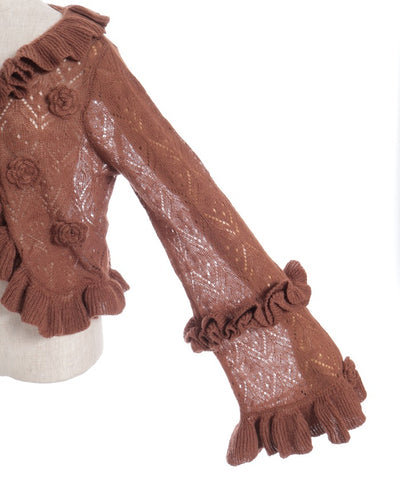 Flower Frill Mohair Knit Cardigan