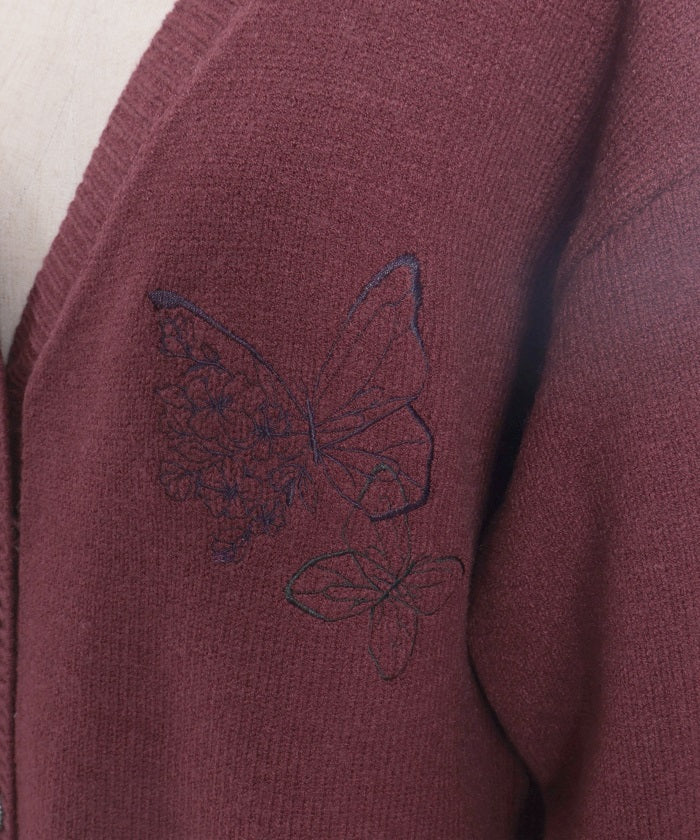 Butterfly Embroidery Long Knit Cardigan