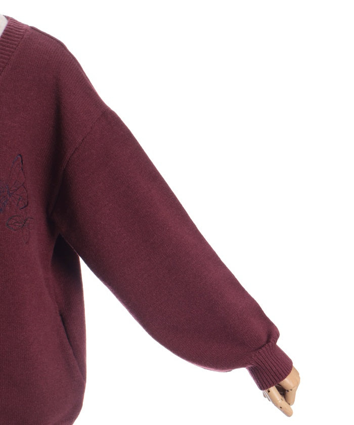 Butterfly Embroidery Long Knit Cardigan