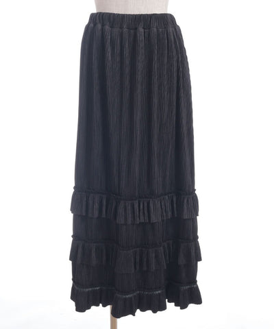 Cut-and-Sewn Pleated Frill Skirt