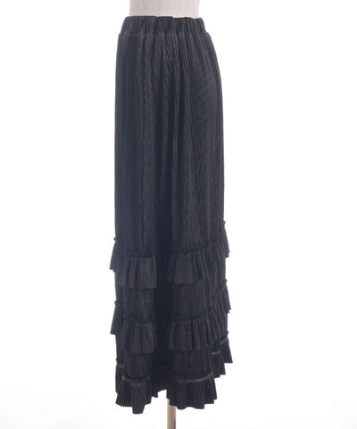 Cut-and-Sewn Pleated Frill Skirt