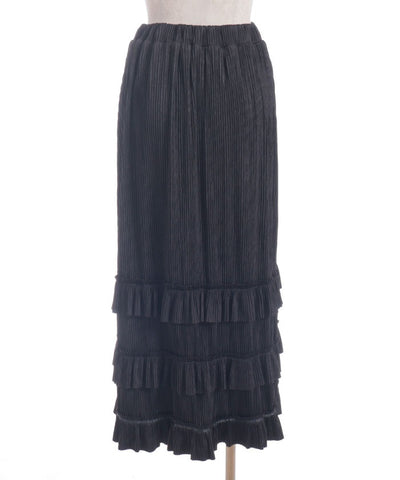 Cut-and-Sewn Pleated Frill Skirt