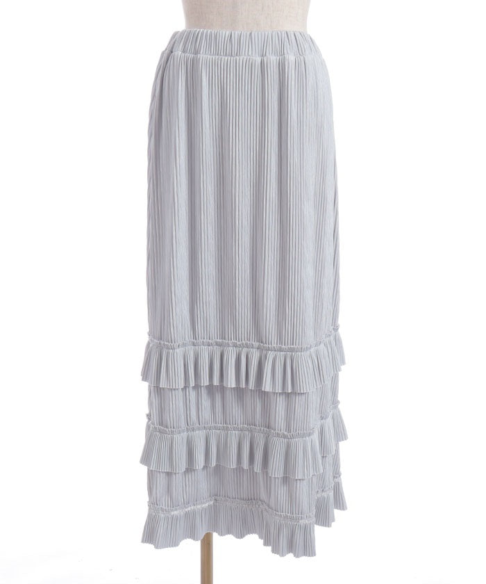 Cut-and-Sewn Pleated Frill Skirt