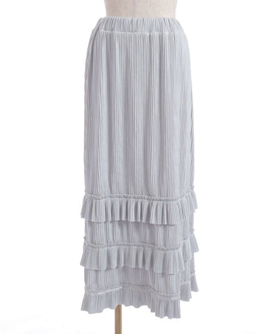 Cut-and-Sewn Pleated Frill Skirt