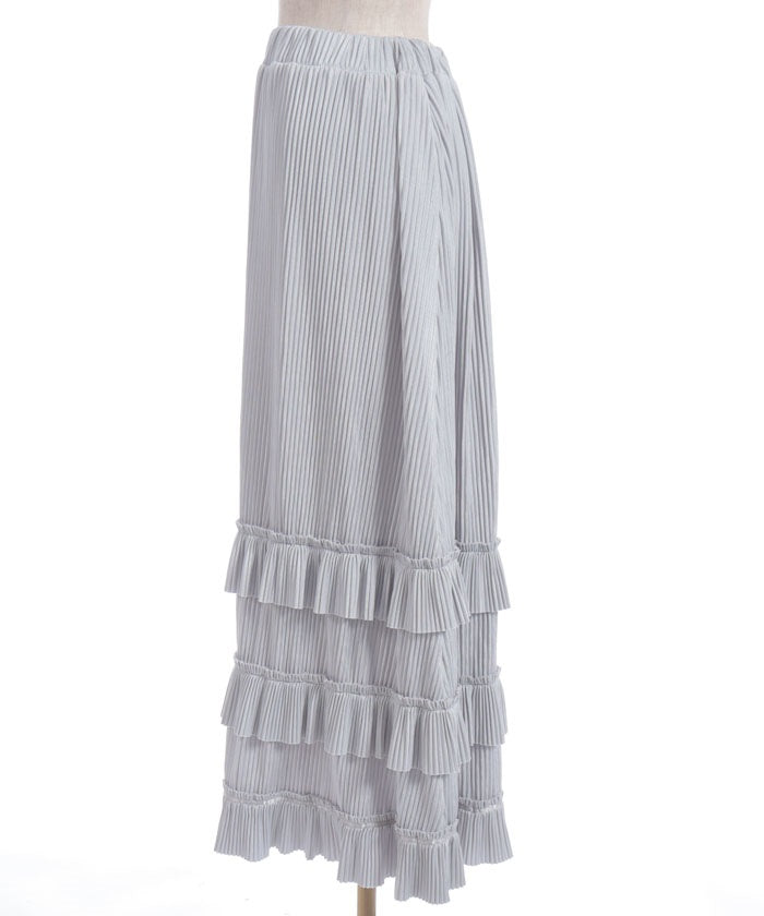 Cut-and-Sewn Pleated Frill Skirt
