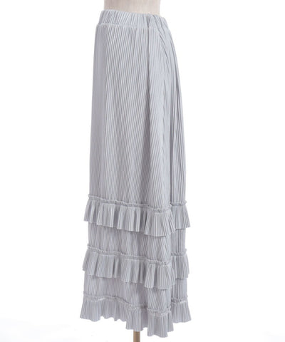 Cut-and-Sewn Pleated Frill Skirt