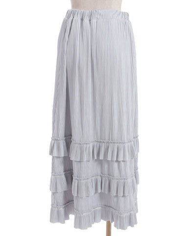 Cut-and-Sewn Pleated Frill Skirt