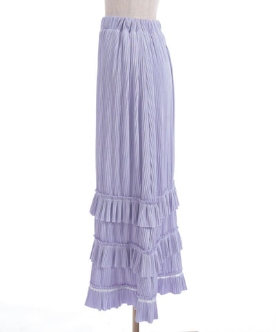 Cut-and-Sewn Pleated Frill Skirt