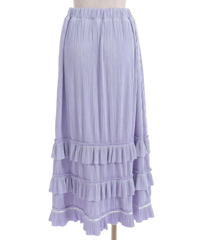 Cut-and-Sewn Pleated Frill Skirt