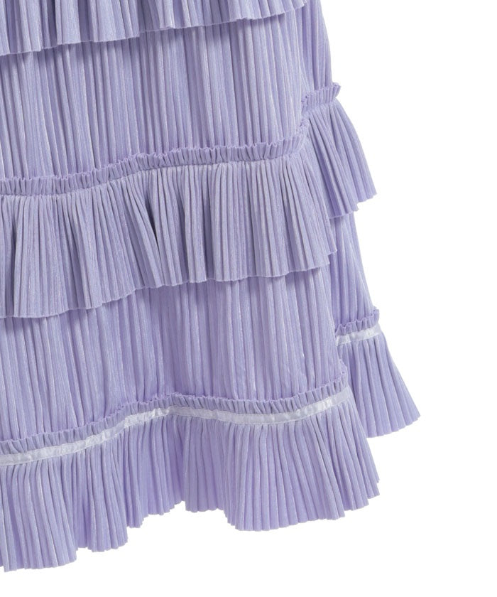 Cut-and-Sewn Pleated Frill Skirt