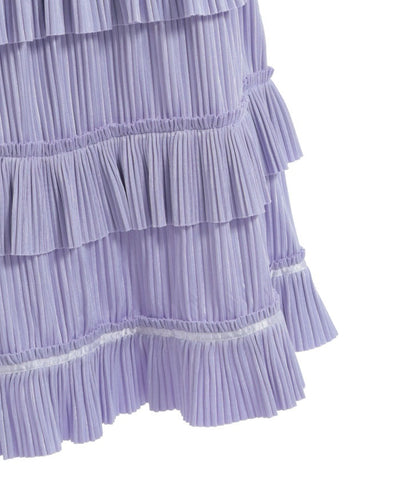 Cut-and-Sewn Pleated Frill Skirt