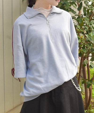 Ribbon Line Zip Sweatshirt