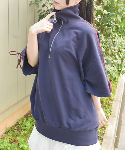 Ribbon Line Zip Sweatshirt
