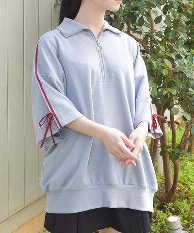 Ribbon Line Zip Sweatshirt