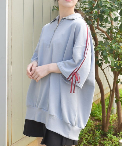 Ribbon Line Zip Sweatshirt