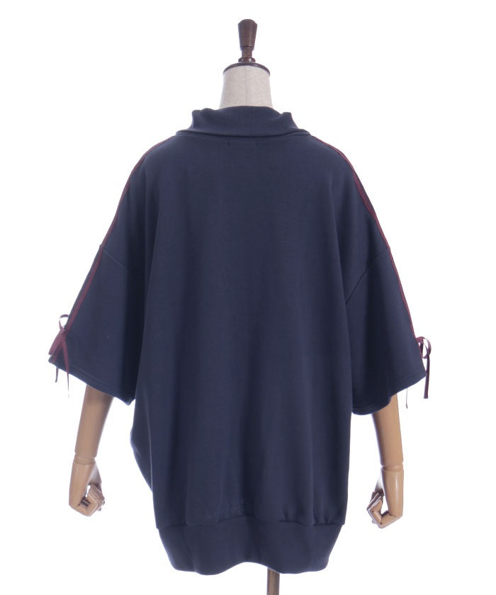 Ribbon Line Zip Sweatshirt