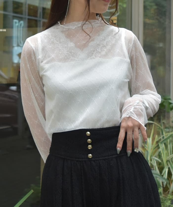 Ribbon Tulle Sheer Top