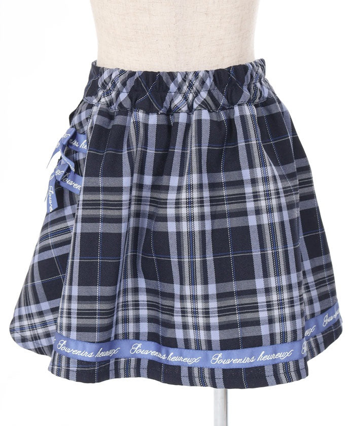 Boa Lining Ribbon Plaid Skort