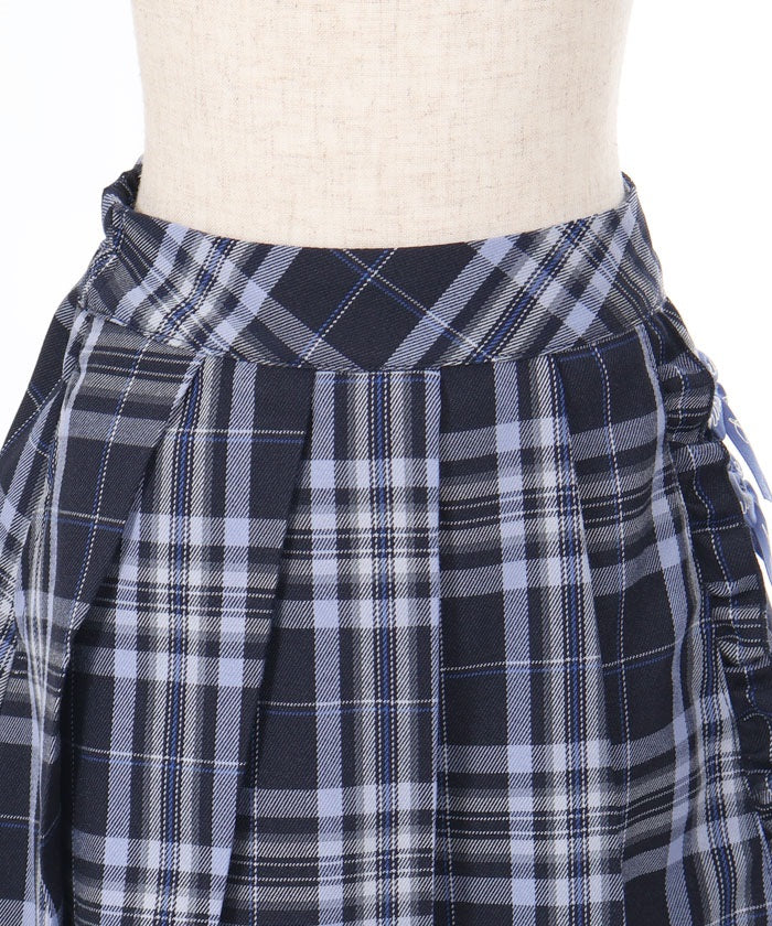 Boa Lining Ribbon Plaid Skort