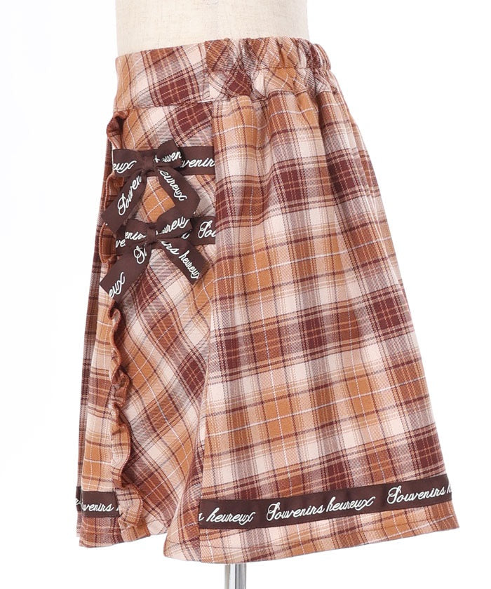 Boa Lining Ribbon Plaid Skort