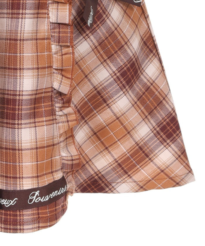 Boa Lining Ribbon Plaid Skort