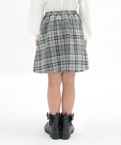 Shaggy Plaid Row Buttons Skort