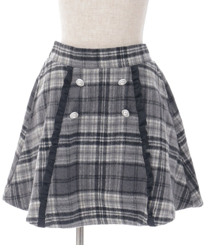 Shaggy Plaid Row Buttons Skort