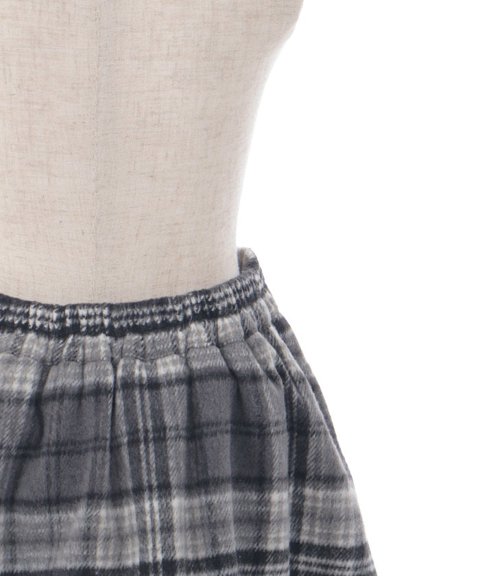 Shaggy Plaid Row Buttons Skort