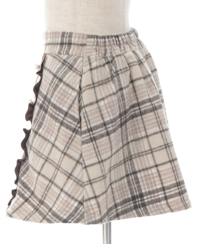 Shaggy Plaid Row Buttons Skort