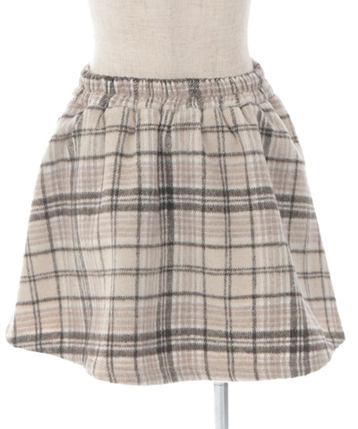 Shaggy Plaid Row Buttons Skort