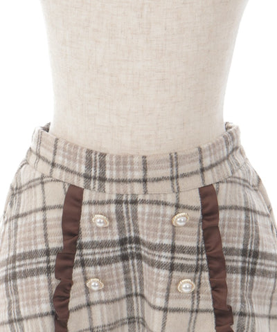 Shaggy Plaid Row Buttons Skort