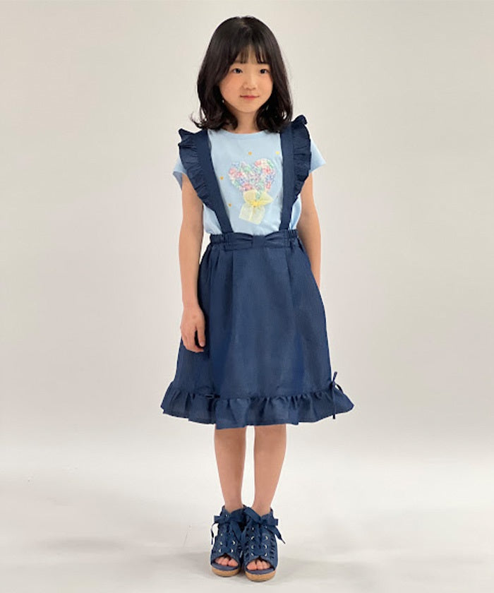 Suspenders Denim Skirt with Inner Shorts