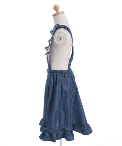 Suspenders Denim Skirt with Inner Shorts