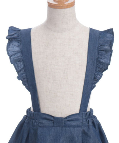 Suspenders Denim Skirt with Inner Shorts