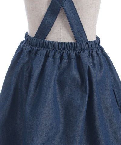 Suspenders Denim Skirt with Inner Shorts