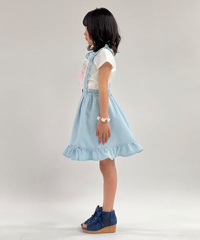 Suspenders Denim Skirt with Inner Shorts