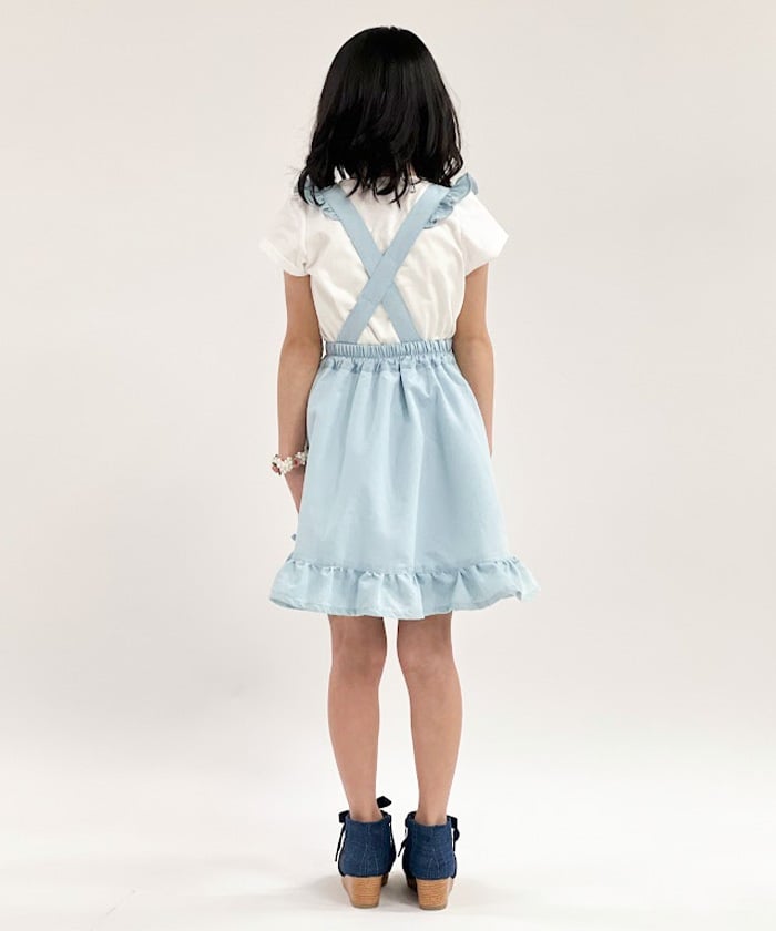 Suspenders Denim Skirt with Inner Shorts