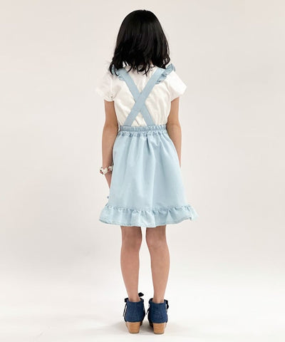 Suspenders Denim Skirt with Inner Shorts