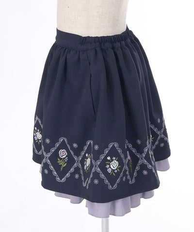 Panel Embroidery Gather Skirt