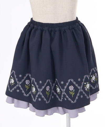 Panel Embroidery Gather Skirt