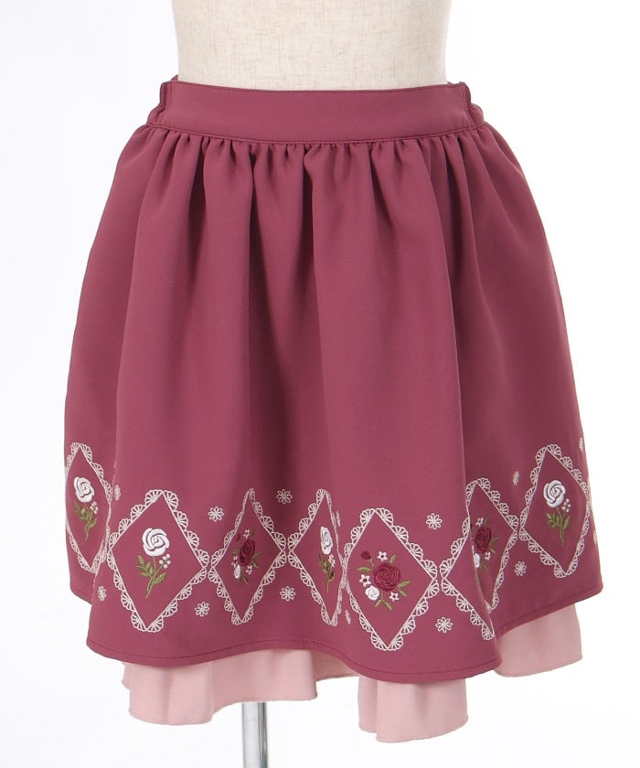 Panel Embroidery Gather Skirt