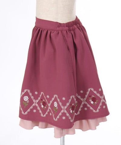 Panel Embroidery Gather Skirt